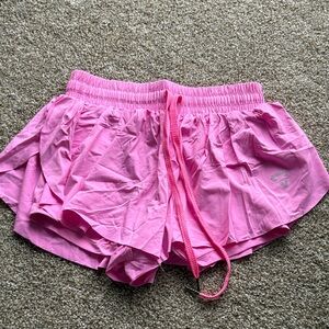 Amazon Pink Layered Women's Athletic Shorts with Drawstring